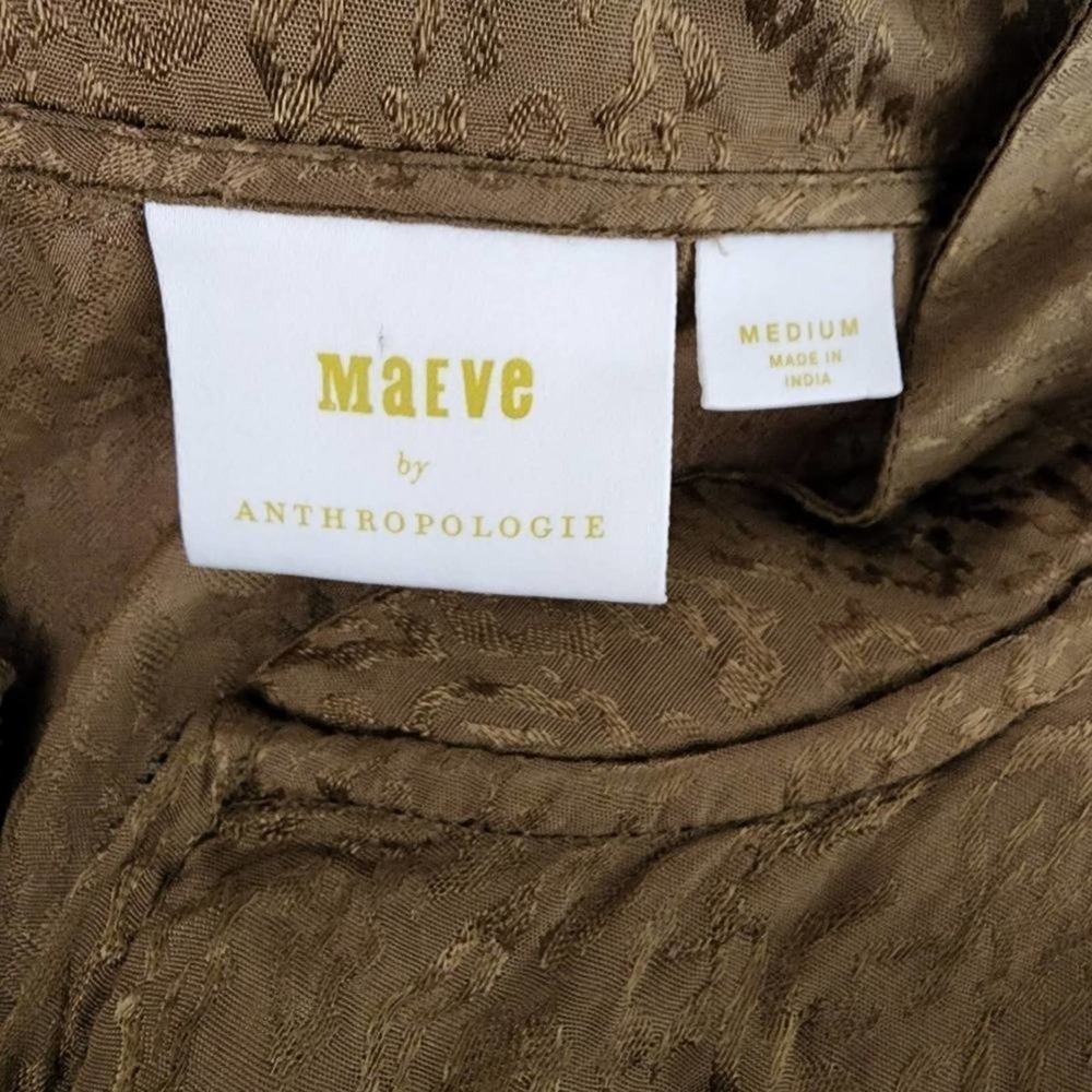 MAEVE greenish gold‎ leopard print zippered jacket Size medium - Picture 8 of 10